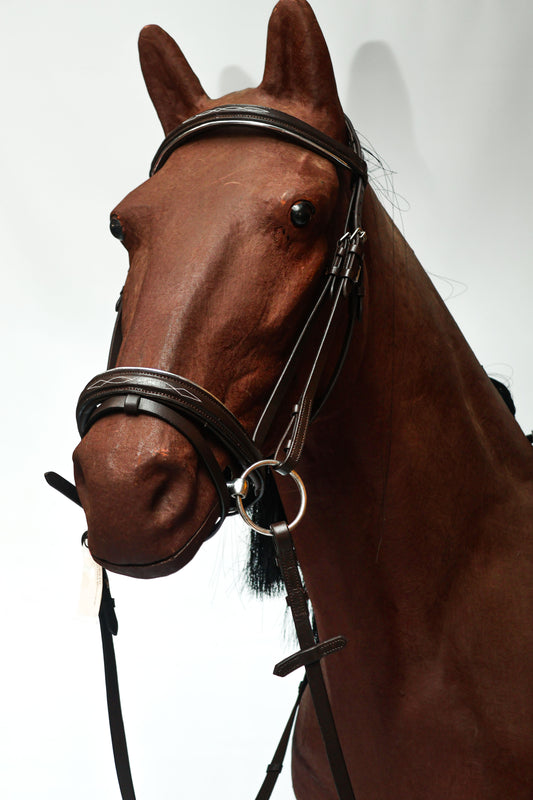 Blue Steel Leather Padded Bridle Silver Lining